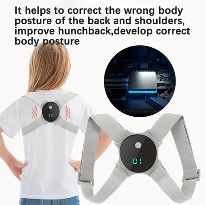 USB Rechargeable Posture Corrector Smart Back Shoulder Trainer with Vibration Alerts, Adjustable Straps Lightweight Comfortable