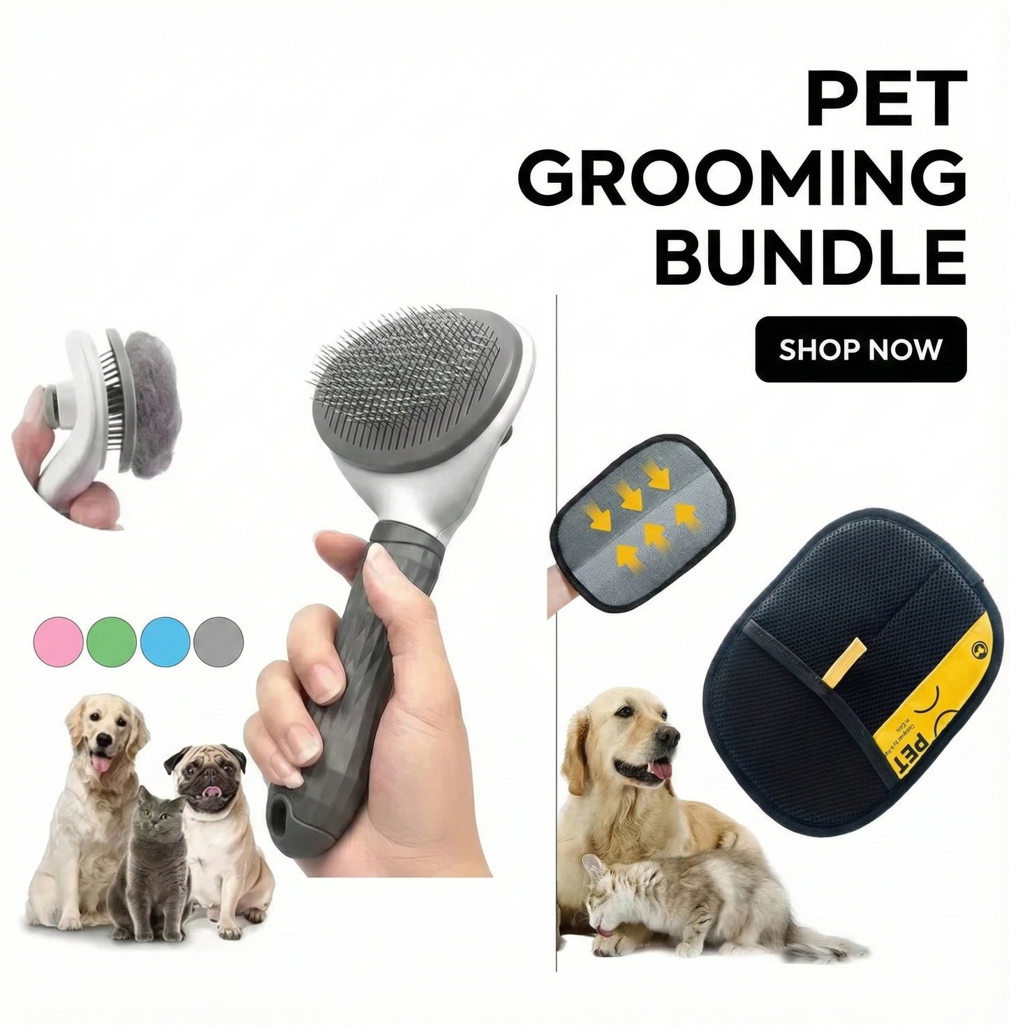 Pet Grooming Bundle - Pet Hair Removal Brush & Glove