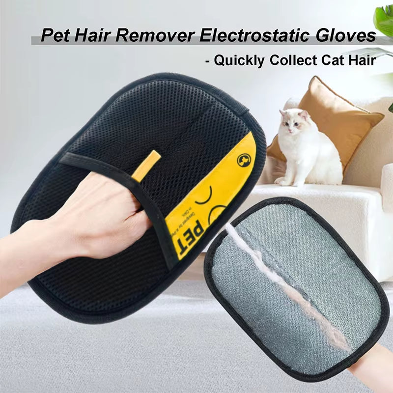 Pet Electrostatic Hair Removal Gloves Dog Cat Hair Removal Brush Gloves Hair Adhesive Gloves Carpet Clothing Hair Cleaning Brush
